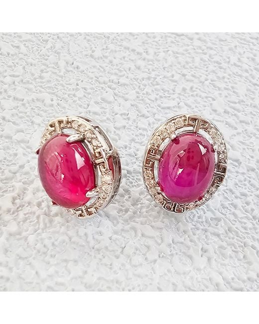 Farra Pink Agate Oval Shaped Earrings