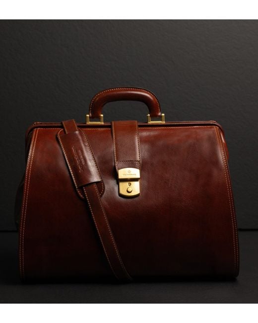 Time Resistance Brown Large Leather Doctor Bag for men