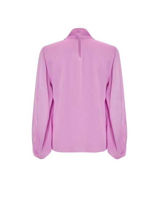 Exquise Pink Regular Scarf Neck Patterned Blouse