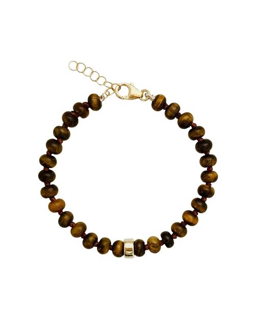 Becket + Quill Metallic Chunky Tiger's Eye Beaded Bracelet