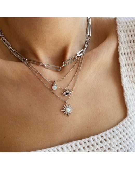Spero London Metallic Opal Sun Sterling Necklace