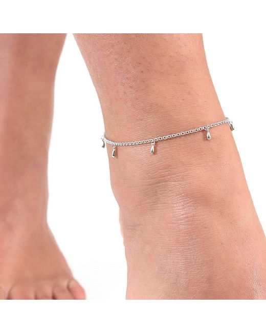 Lucy Quartermaine Metallic Solid Sterling Multi Drop Anklet