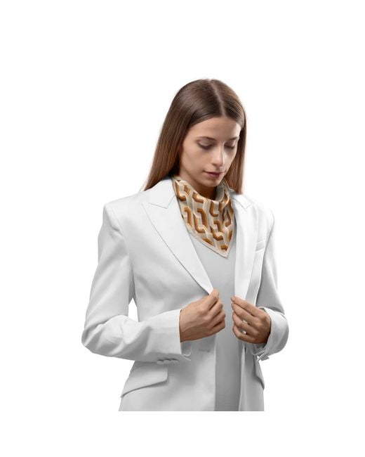 Le Parmentier Natural Neutrals Chain Motif Bandana Silk Scarf