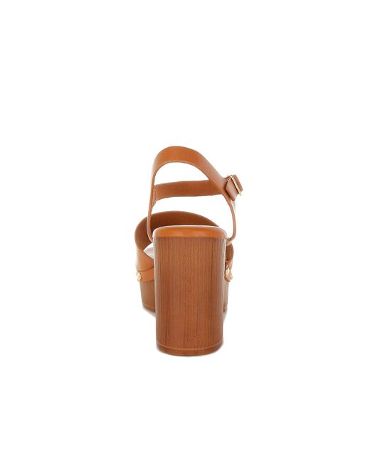 Rag & Co Brown Sawor Recycled Leather High Block Sandals