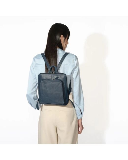 Hides Leather Co. Blue Minimal Genuine Leather Backpack