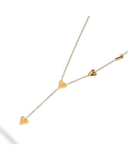 Ebru Jewelry Metallic Golden Heart Y Necklace