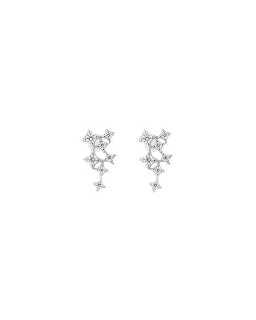 Seven Saints White Star Cluster Stud Earring With Zirconia Diamond, Rhodium