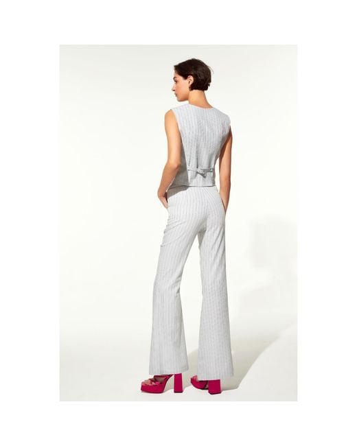 NAZLI CEREN Gray Doxy Flared Cotton Trousers