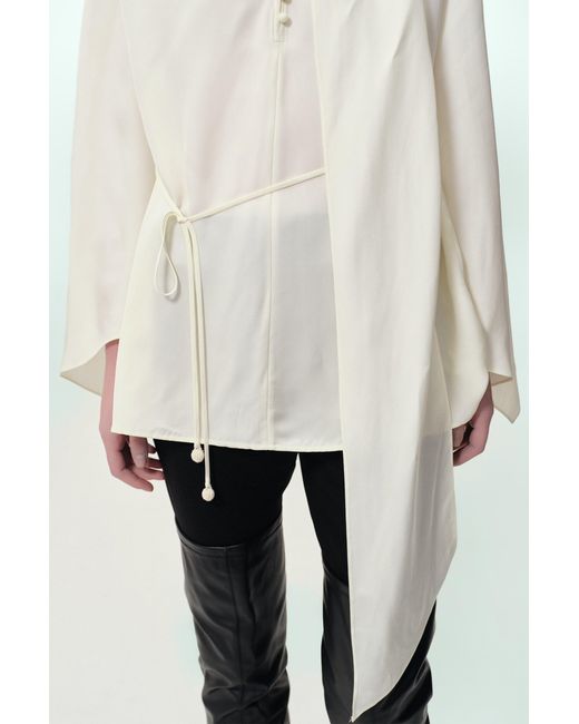 FRONT ROW SHOP White Reversible Scarf Blouse Ecru