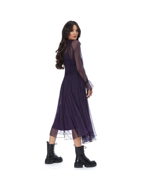 Framboise Blue Tania Midi Silk Dress