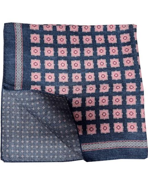 Lazyjack Press Blue Double Sided Italian Silk Bloom Scarf