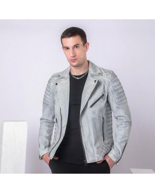 Zasta Studio Gray Motorcycle- Biker Jacket for men