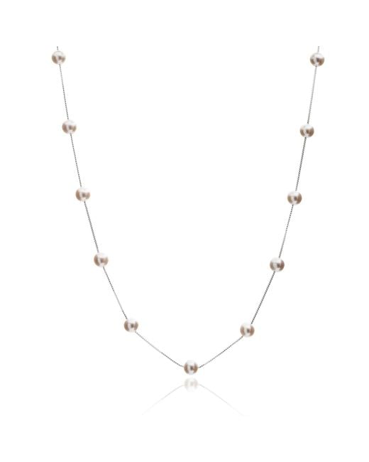 Pearls of the Orient Online Metallic Gratia Sterling Chain Necklace With Cultured Freshwater Pearls
