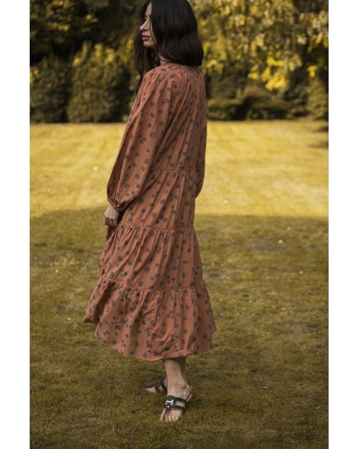 Em & Shi Brown Cinnamon Daisy Tiered Dress