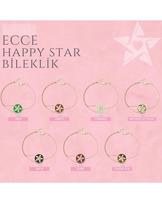 Ecce | Artisan Diamonds Metallic 14K Solid Happy Star Heart Diamond Bracelet