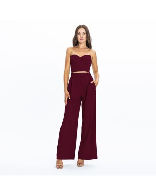 Angelika Jozefczyk Purple Burgundy High-Waisted Wide-Leg Trousers Sanremo
