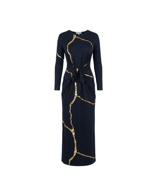Esther Saadia Blue Charcoal Kintsugi Three Way Maxi