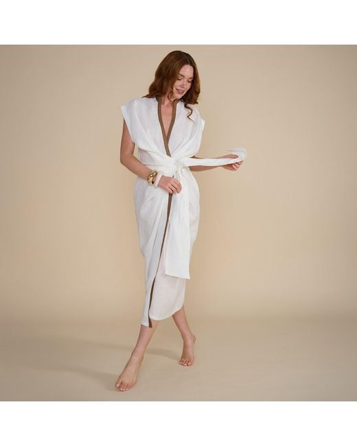 The Summer Edit Gray Kaia Luxe Linen Wrap Dress