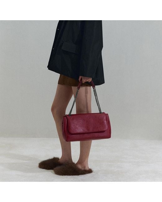 Sd Collection Purple Milan Chain Leather Bag