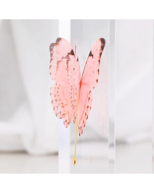 Oana Savu Pink Silk Butterfly Brooch Pin Fairy Goddess Accessory