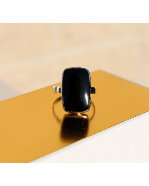 FV Jewellery Black La Stèle Onyx Rectangle Ring