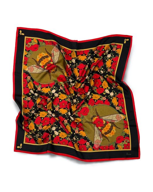 Henelle Red Night Bloom Queen Bee Silk Scarf