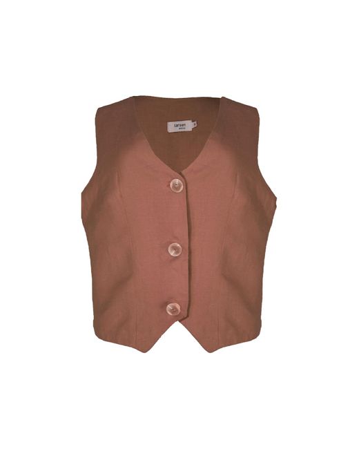 Larsen and Co Brown Pure Linen Valencia Waistcoat In Latte