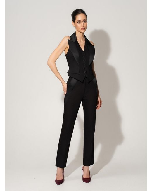 Tia Dorraine Black Single-Breasted Waistcoat & Tailored Trousers Set