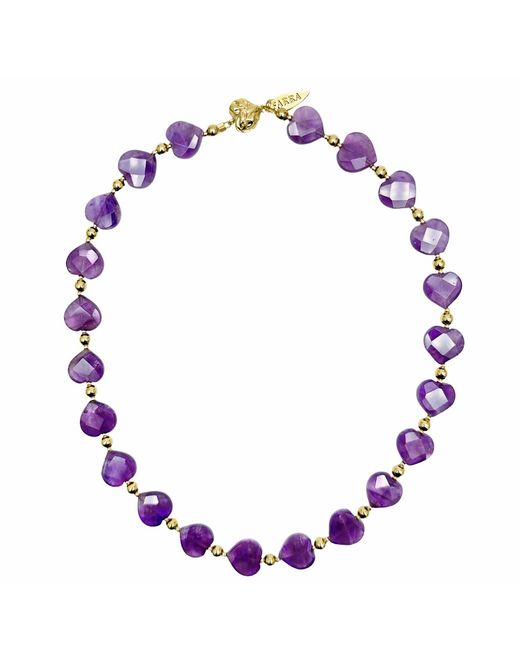 Farra Blue Heart Shaped Amethyst With Magnetic Clasp Choker Or Necklace