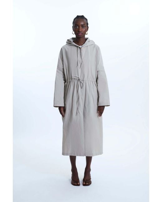 James Lakeland Gray Neutrals Oversized Long Raincoat