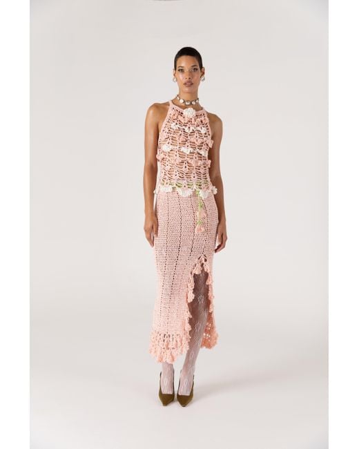 Andreeva Pink Chrysanthemum Handmade Crochet Top
