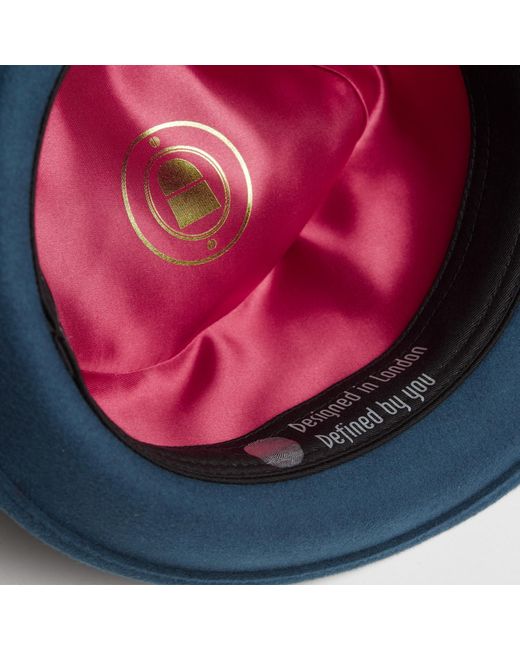 Dasmarca Hats Blue Darwin Felt Trilby With Feather for men
