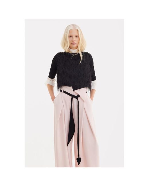 Julia Allert Pink Fashion Forward Wide-Leg Pants & Contrast Belt