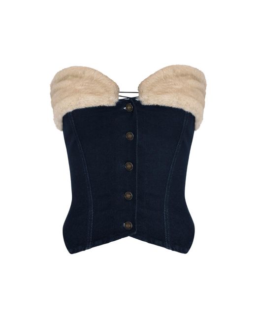 OW Collection Blue Desi Denim Corset Top