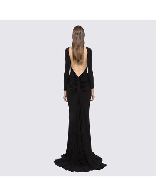 Nissa Black Backless Maxi Dress