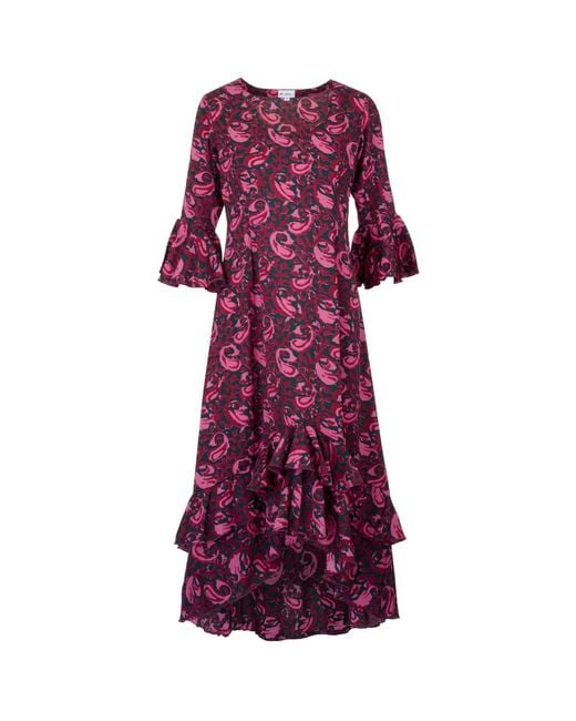 At Last Purple Victoria Midi Dress Damson Swirl