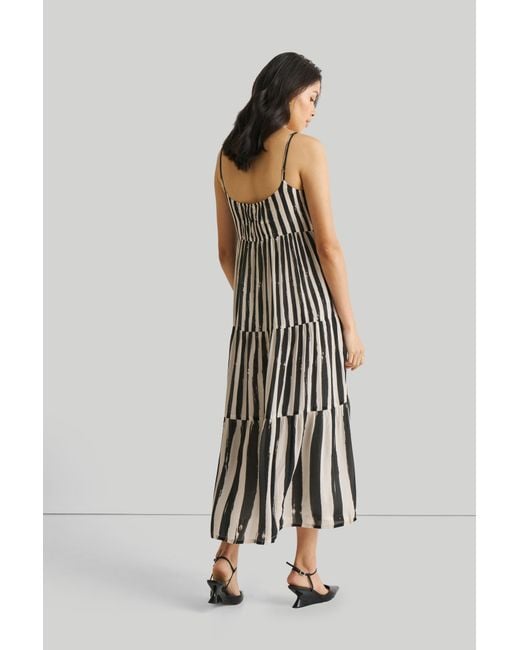 REISTOR Black Strappy Tiered Maxi Dress
