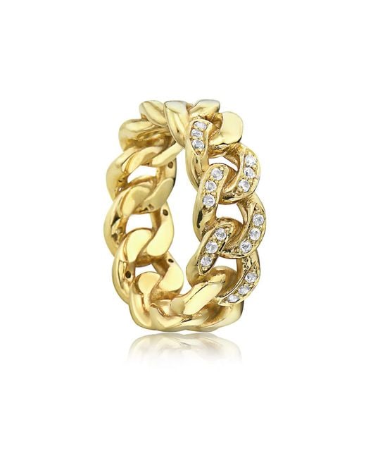 Preeti Sandhu Metallic Gigi Curb-Chain Link Ring With Sapphires