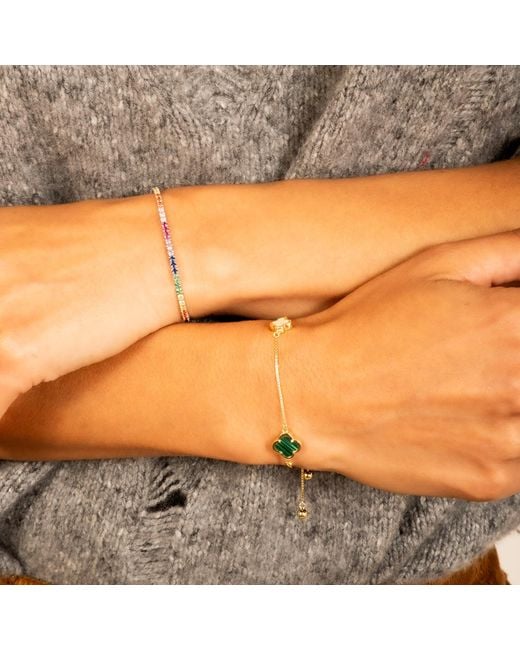 Shaded the Label Metallic Niamh Malachite Clover Adjustable Bracelet
