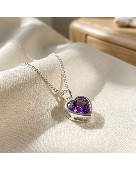Harfi Metallic Mini Heart Amethyst February Birthstone Necklace