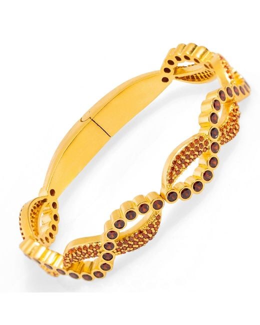 Ebru Jewelry Metallic Modern Style Carnelian Gemstone & Bangle Bracelet