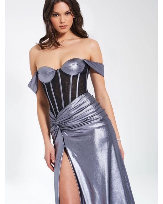 Miss Circle New York Odessa Metallic Corset Maxi Dress