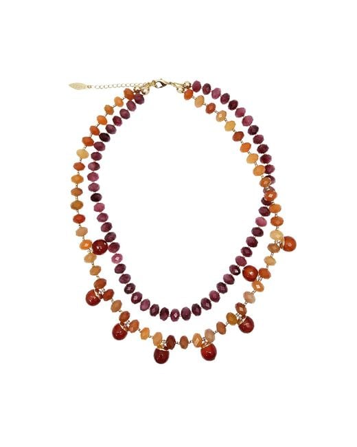 Farra Red Agate Double Layers Statement Necklace