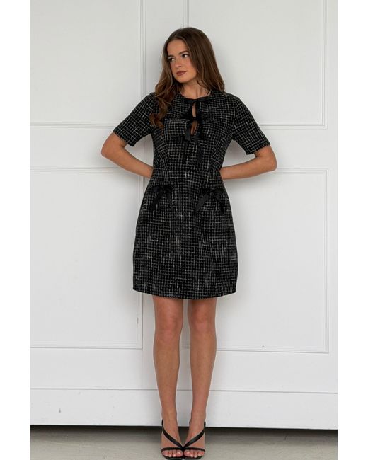 Girl In Mind Black Kenza Bow Detail Mini Dress