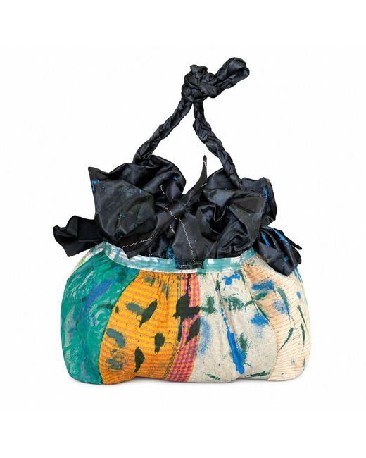Miro Misljen Green Hand-Painted Puffy Ribbon Bag