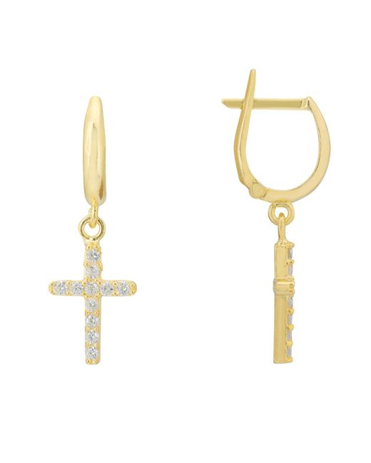 Latelita London Metallic Divine Cross Drop Earrings Gold