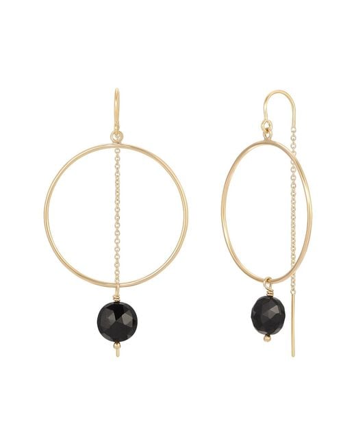 Heather Hawkins Jewelry Metallic Coin Gemstone Hoop Threader Earrings