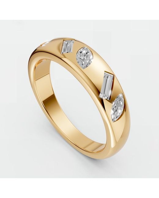 Aya Fine Jewelry Metallic Baguette Lab Diamond Flush Set Statement Band Ring