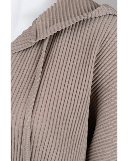 Wild Cosmos Brown Neutrals Vivian Hooded Double Knit Plissé Pull Over