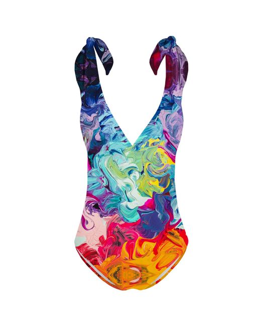 Aloha From Deer Blue Colorful Paintjob One Piece Swimsuit